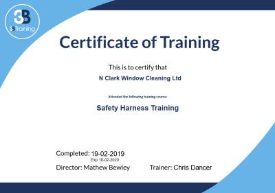 Safety Harness Training Certificate